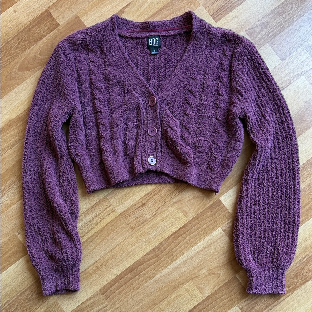 BDG Plum Textured Cardigan
